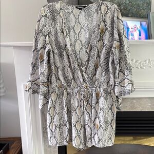 Express Gray and Cream Snakeskin Romper
